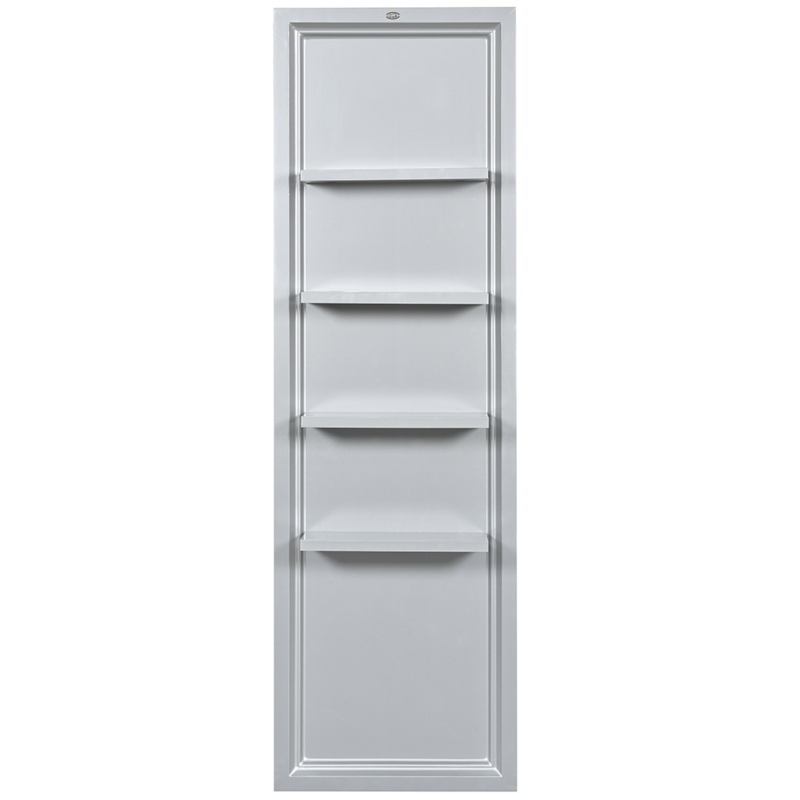 Retail Display Shelf: Transparent Shelves White Frame, Salon Product Display