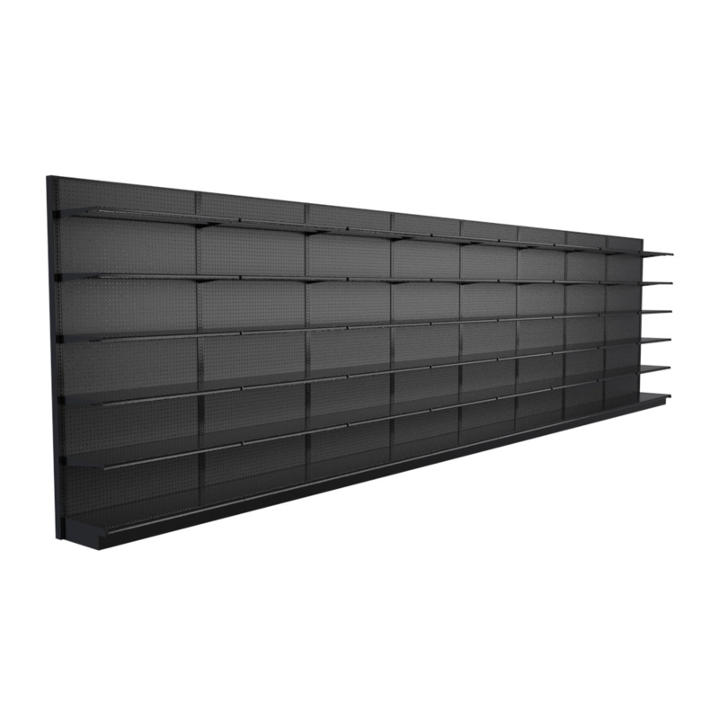 Retail Shelving Black Metal Gondola Style Adjustable Industrial