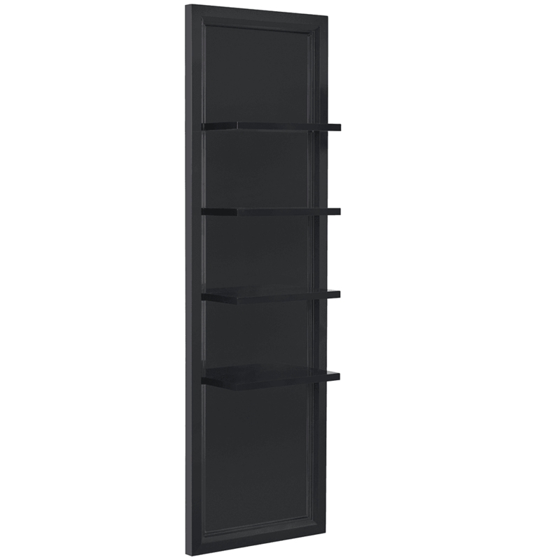 Retail Shelving Unit: Pegboard Back Black Metal, Industrial Shop Shelving