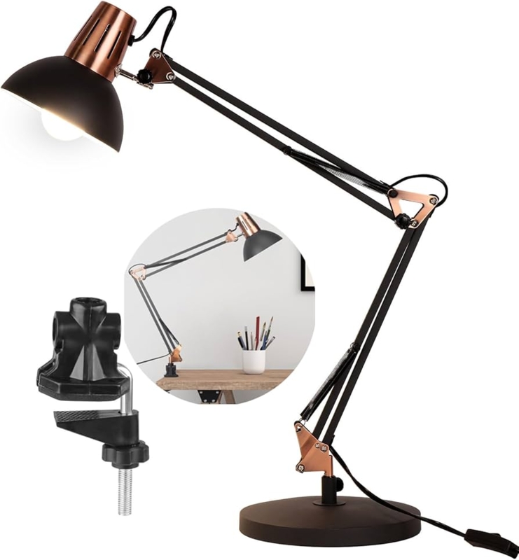 Retro Desk Lamp Swivel Shade Tension Knobs Adjustable Task Light