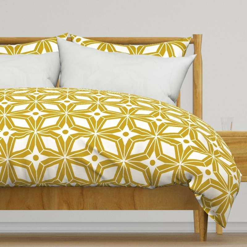 Retro Mid Century Bedding Jumbo Starburst Geometric Gold Duvet Cover