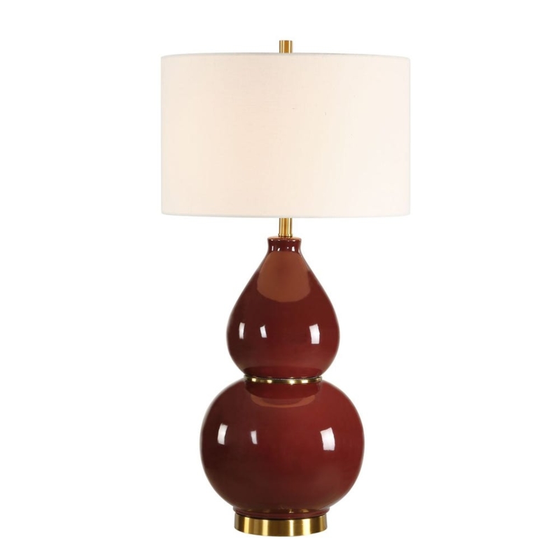 Ribbed Ceramic Bedside Lighting featuring Glazed Gourd Base