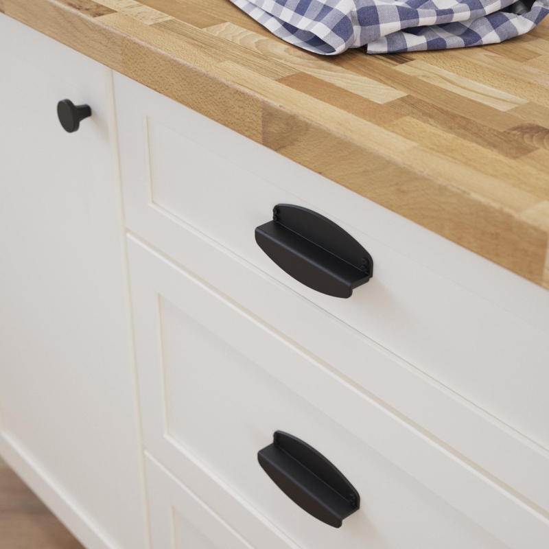 Riveted Cabinet Pull Cup Handle Matte Finish Industrial Farmhouse