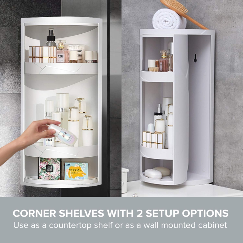 Rotating Bathroom Corner Cabinet: Hidden Storage Organizer
