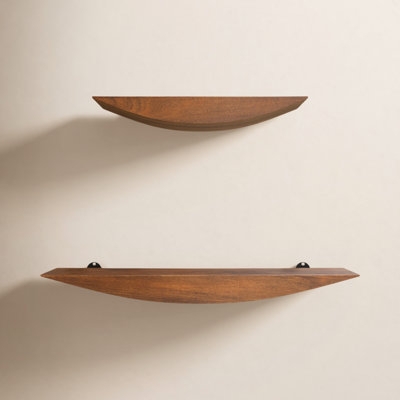 Rustic Boat Shaped Wall Shelves Set, Nautical Theme Floating Decor
