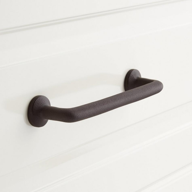 Rustic Bronze Arched Cabinet Pulls with Rectangular Mounts