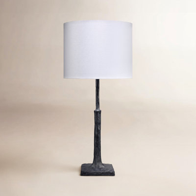 Rustic Extra Tall Table Lamp Turned Sculpted Base Distressed Bronze