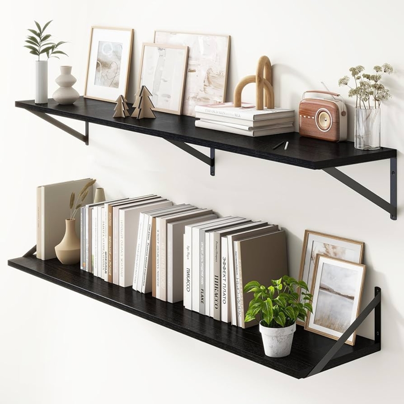 Rustic Modern Floating Shelves with Low Profile Brackets