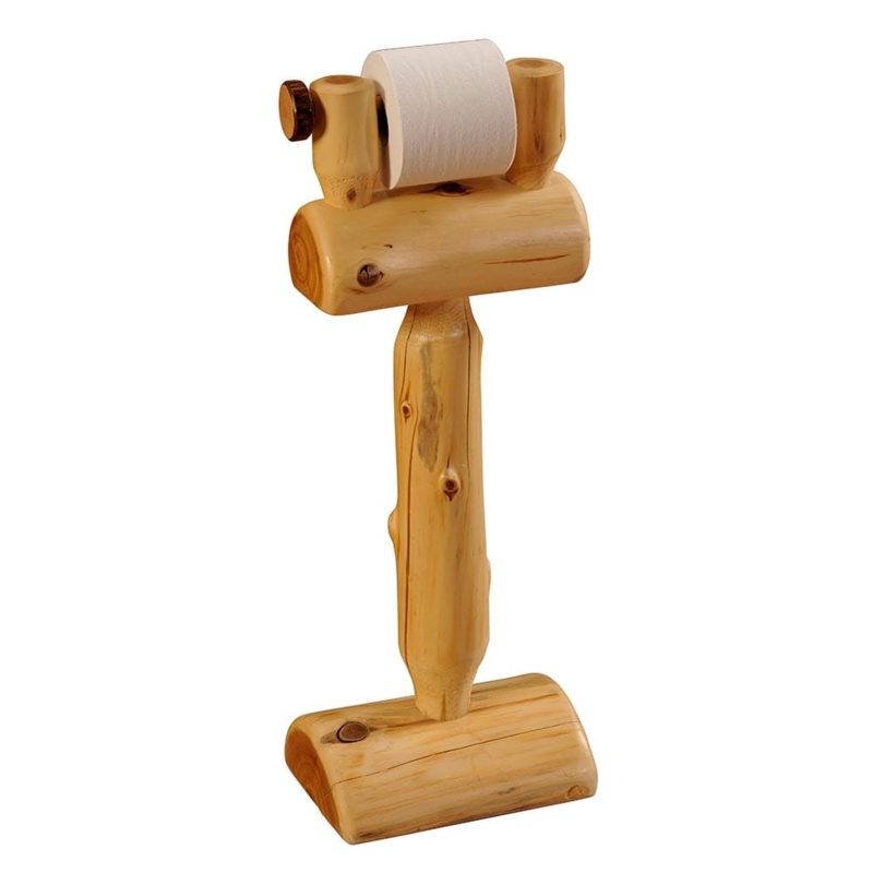 Rustic Natural Log Freestanding Toilet Paper Holder Branch Arm