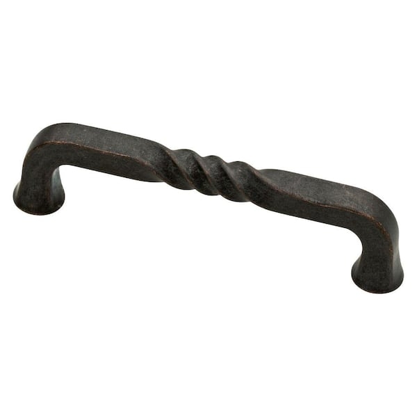 Rustic Statuary Bronze Drawer Pull with Hammered Texture and Bow Shape