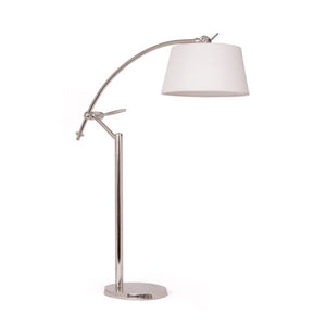 Rustic Table Lamp, Wrought Iron Look Base, Beige Linen-Like Shade
