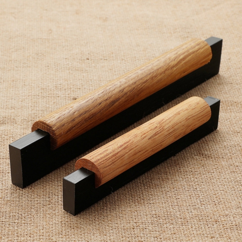 Rustic Wood Cabinet Pulls Antique Zinc Alloy Ribbed Bases