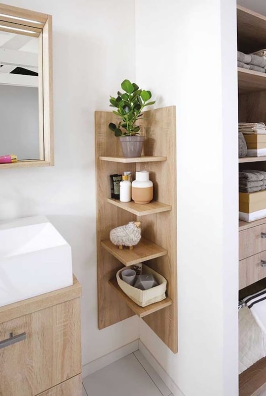 Rustic Wood Corner Shelf: L-Shaped Floating Wall Storage