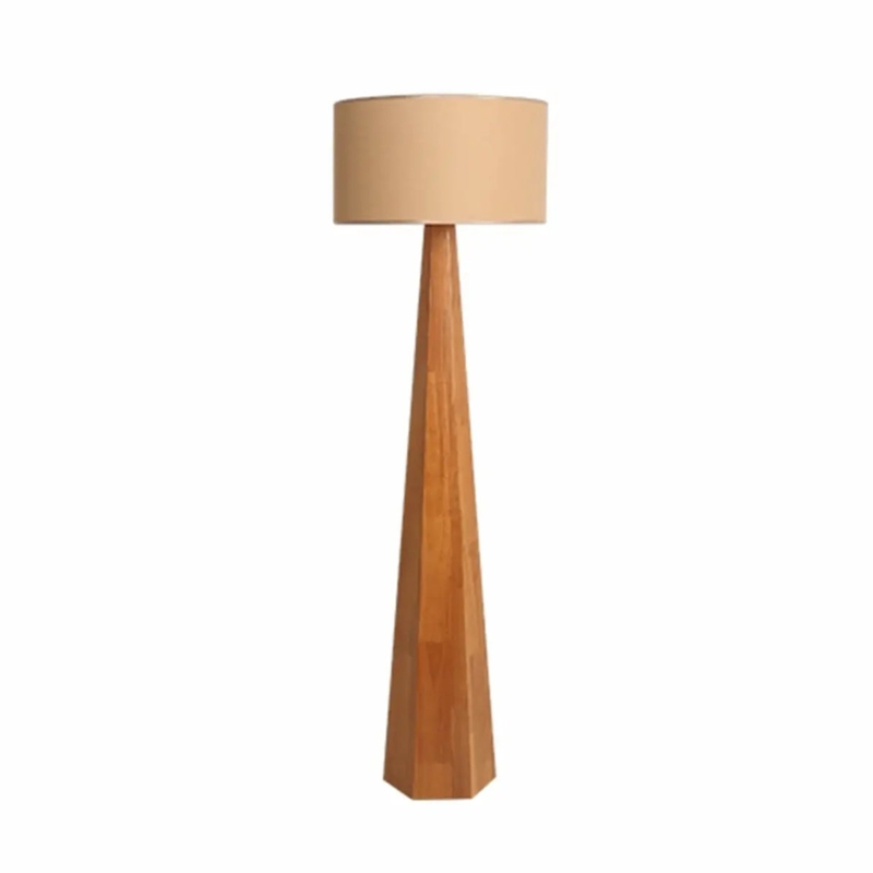 Rustic Wood Tree Floor Lamp with Sculptural Branch Base and Beige Shade