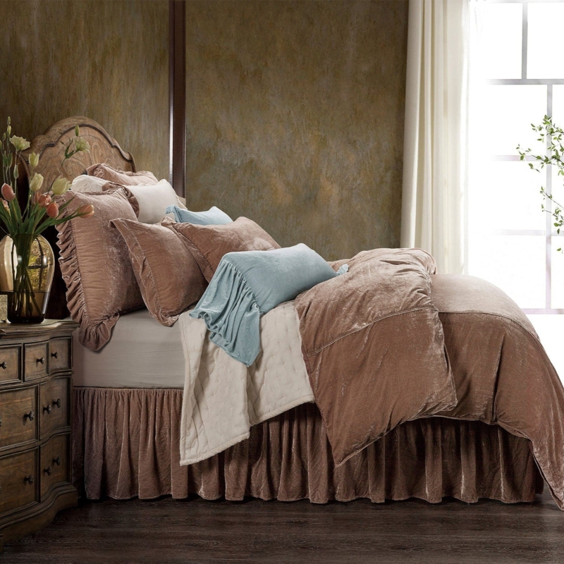 Saffron Velvet Duvet Cover Set Lustrous Finish Glam Bedroom Gold