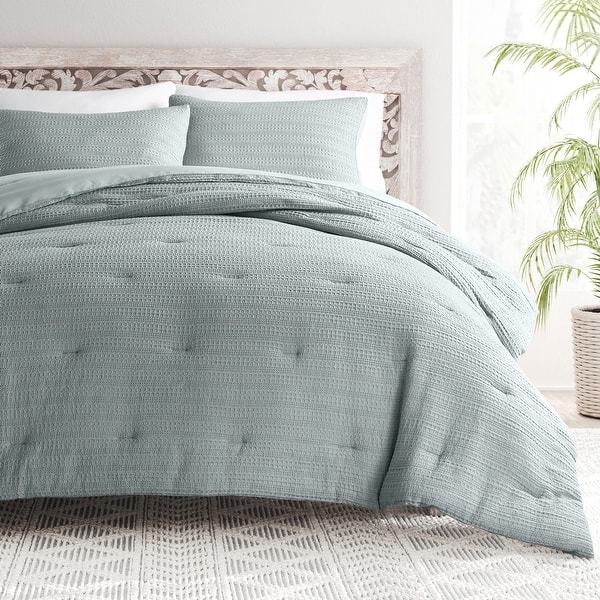 Sage Green Waffle Bedding, Casual Comforter Set, Tactile