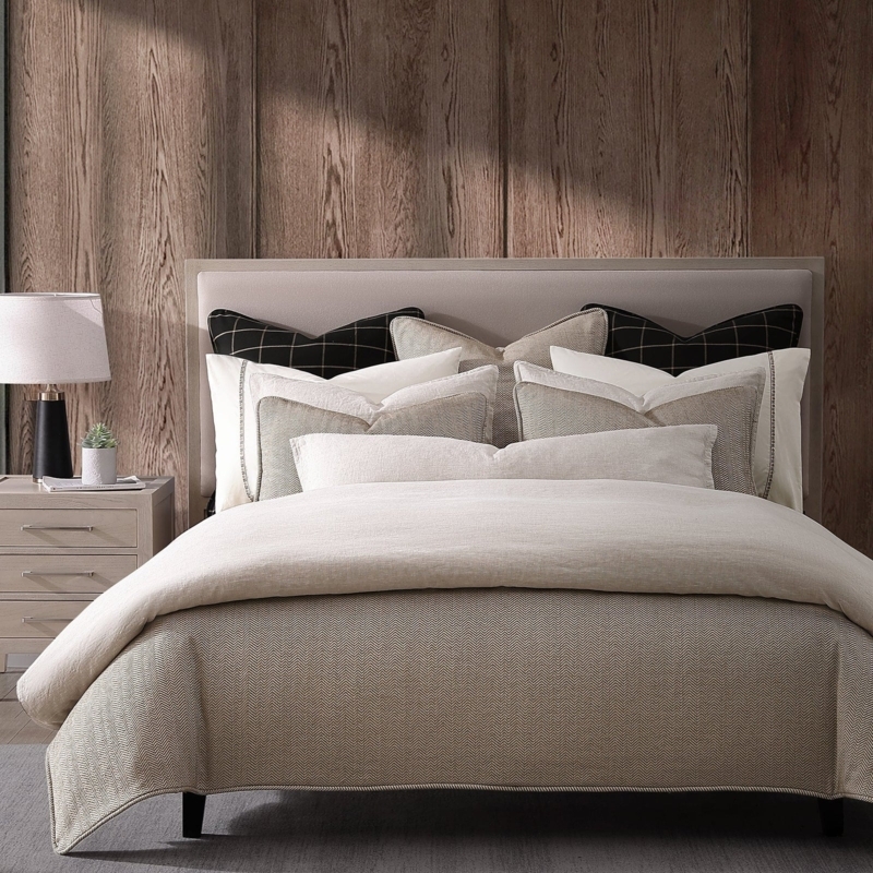 Sand Duvet Cover Set with Tactile Chenille Herringbone Weave