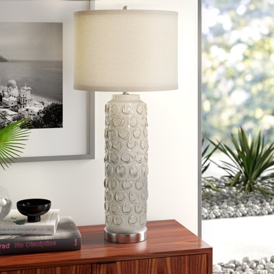 Sculptural Oversized Table Lamp Stippled Charcoal Base Tapered Silhouette