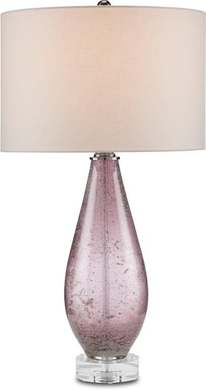 Sculptural Purple Glass Table Lamp with Rectangular Shade