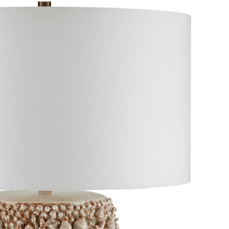 Sculptural Table Lamp Deeply Ribbed Ceramic Base with Gold Neck Accent