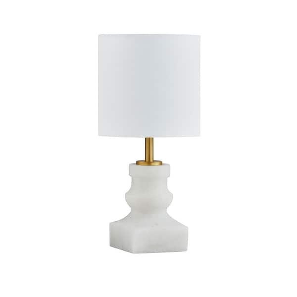Set of 2 Mini Table Lamps with White Marble Base and Empire Shade