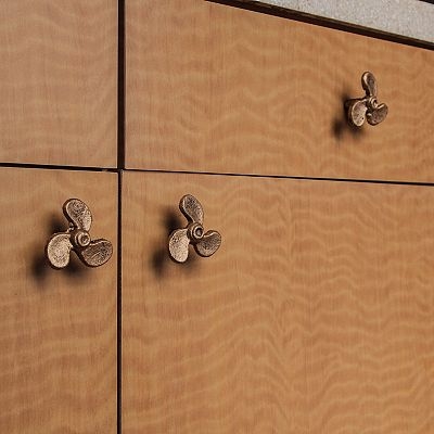 Set of 6 Gold Boat Propeller Drawer Pulls Nautical Charm for Cabinets