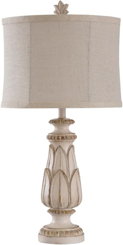 Shabby Chic Table Lamp: Antique Distressed Cream Urn Base