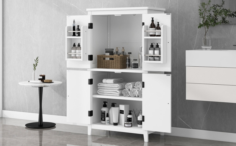 Shaker-Style Linen Tower with Four Paneled Doors