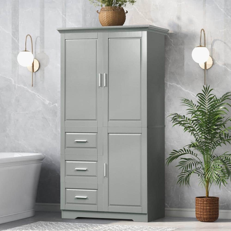 Shaker Style Linen Tower with Mixed Doors and Shelving