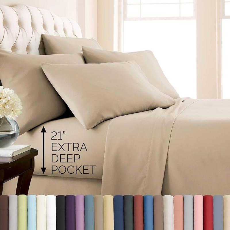 Sheet Set Beige Extra Deep Pockets Cozy Bedroom Bedding Ideas