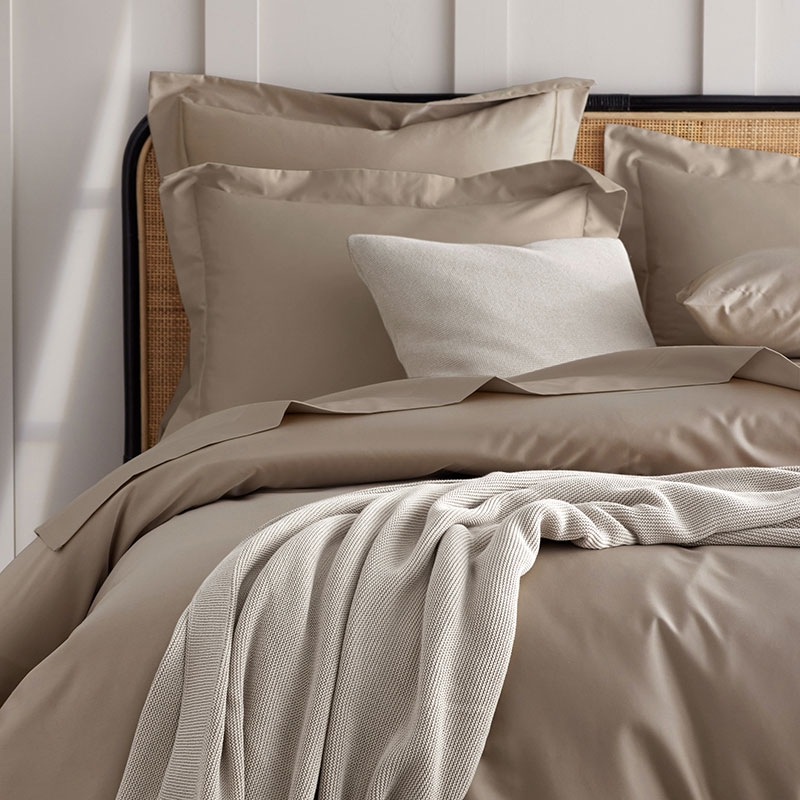 Sheet Set Beige Sateen Hemstitch Border Supima Cotton Twin