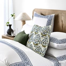 Sheet Set Black Greek Key Motif Cotton Flange Edge