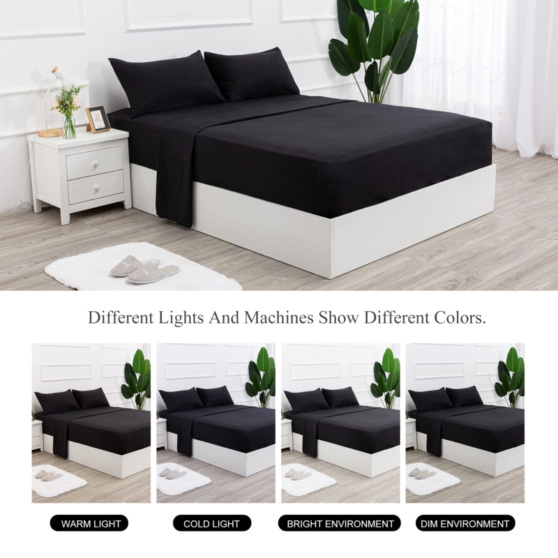 Sheet Set Black Semi Gloss Finish Deep Tone Luxury Hotel Style Sheets