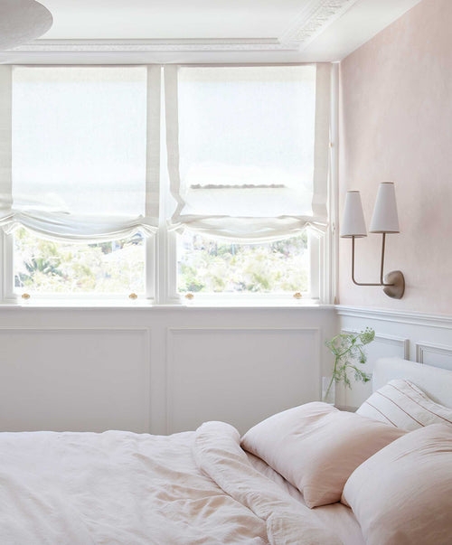 Sheet Set Blush Pink Slub Texture Serene Fitted Sheet Detail