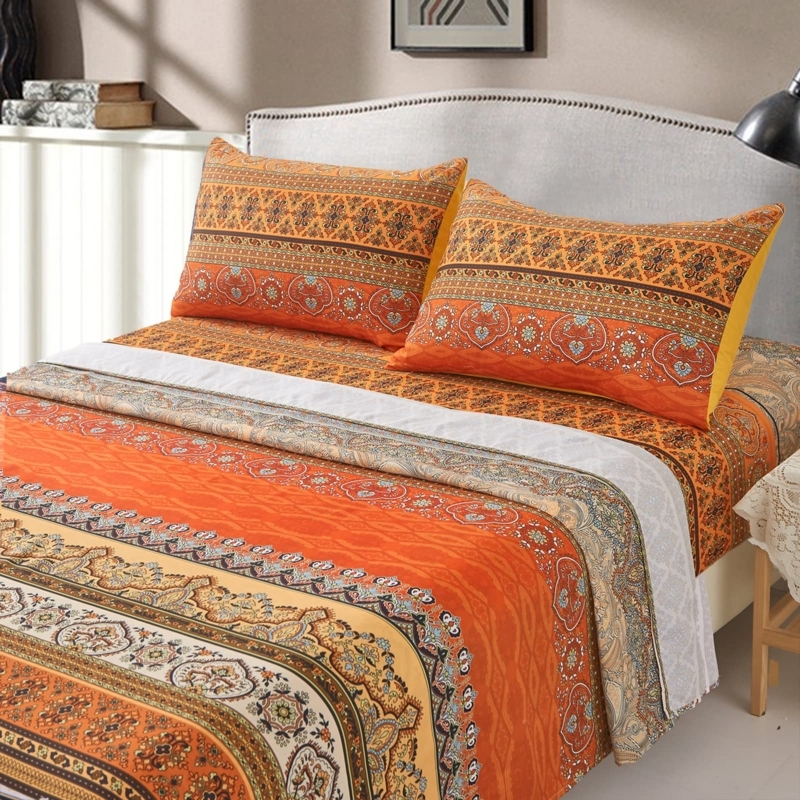 Sheet Set Bohemian Tribal Striped Bedding Orange Tribal Print Bedding