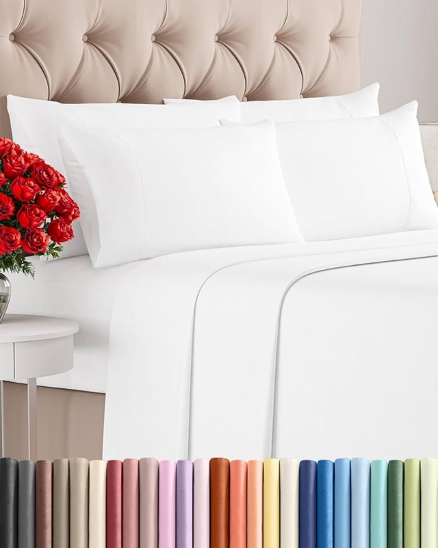 Sheet Set Bright White Six Piece Arrangement Crisp Hotel Bedding