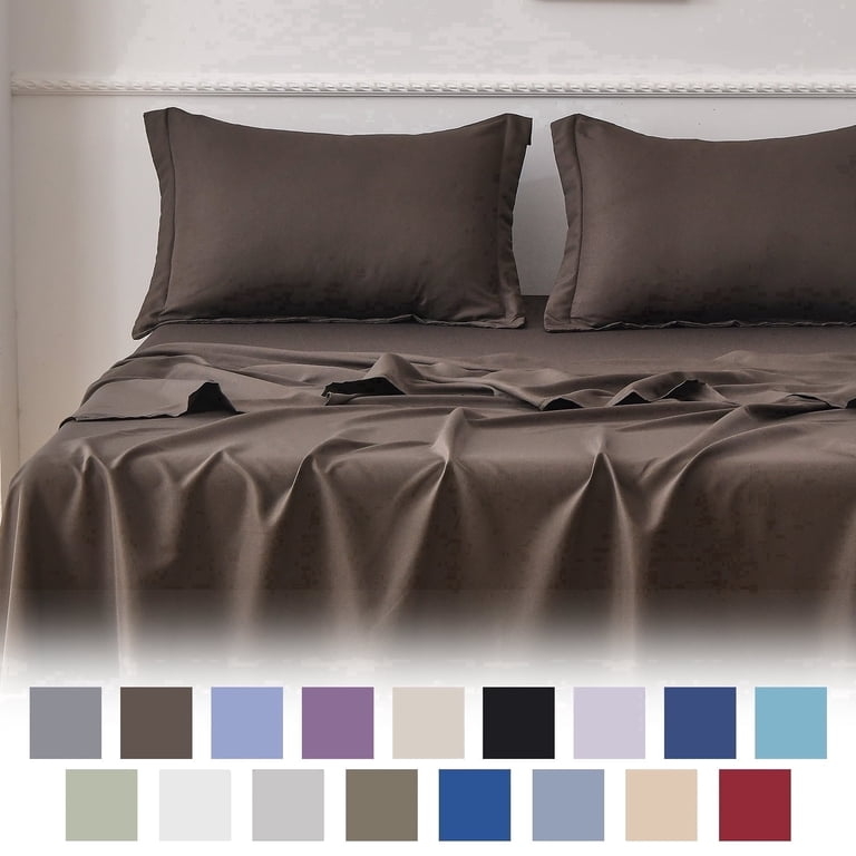 Sheet Set Brown Gray Taupe Cotton Blend Matte Minimalist Sheet Set