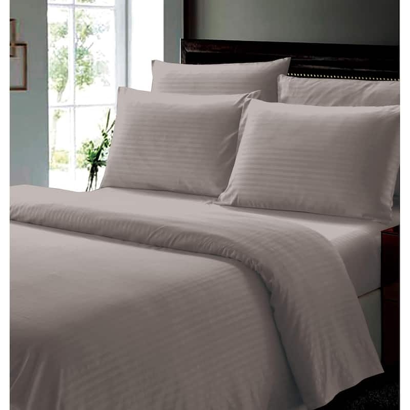 Sheet Set Charcoal Grey Horizontal Striped Pattern Modern Bedding