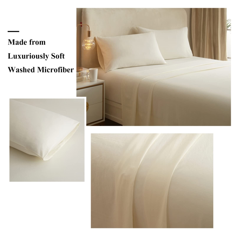 Sheet Set Cream White Smooth Matte Finish Minimalist Bedding