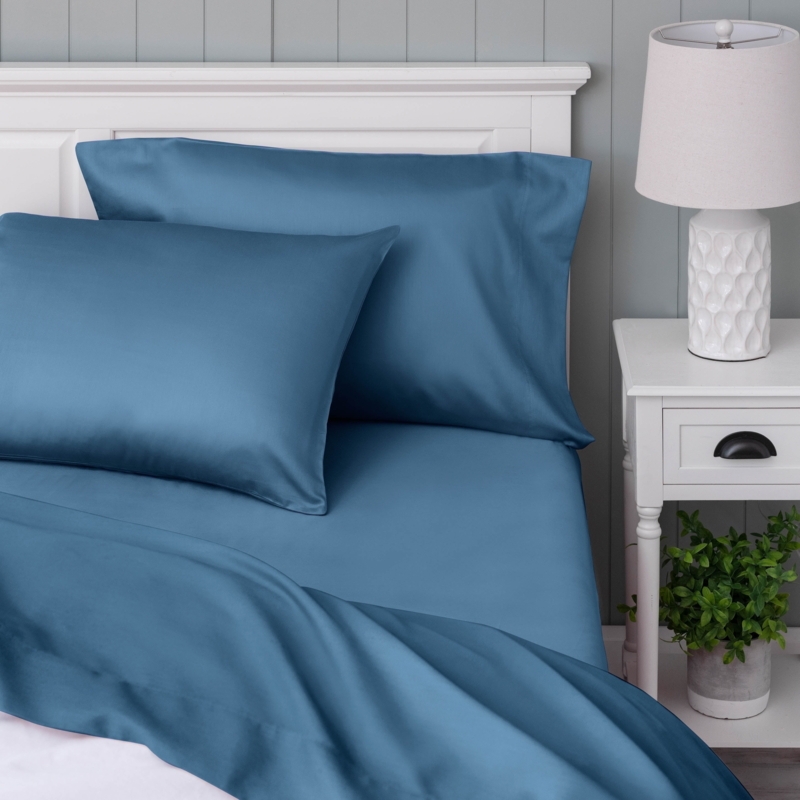 Sheet Set Crisp Light Blue Percale Sheets Cotton Fresh