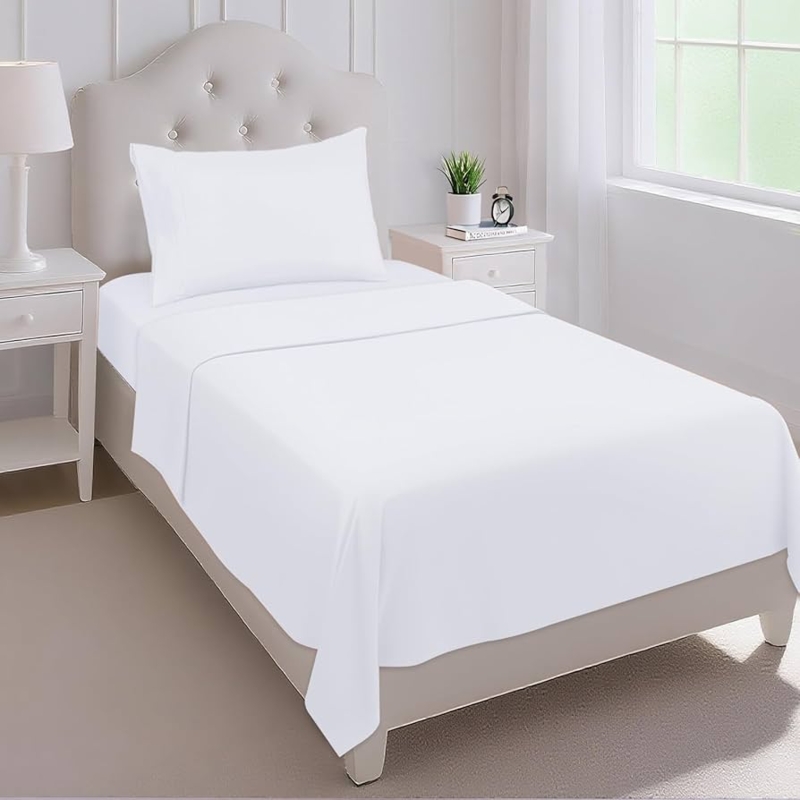 Sheet Set: Crisp White Hospitality Fold Styling for Minimalist Look.