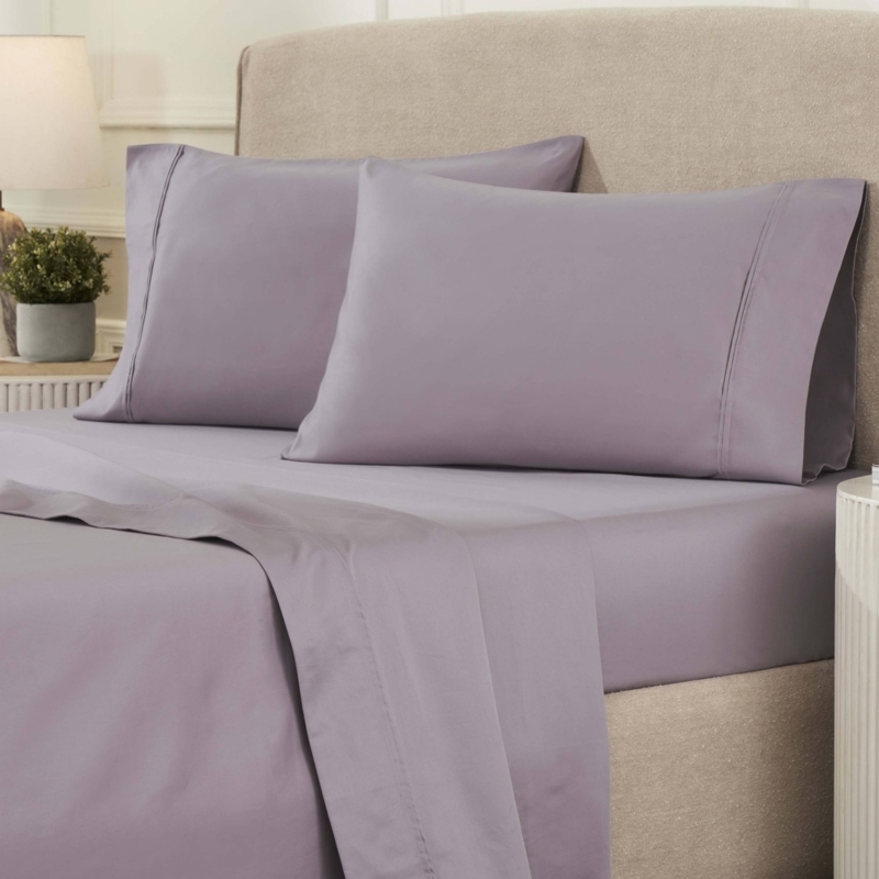 Sheet Set Deep Plum Sateen Sheen Traditional Luxury