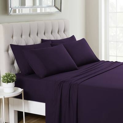 Sheet Set Deep Purple Hue Contemporary Luxury Bedding