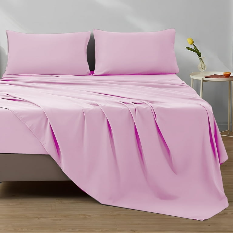 Sheet Set Dusty Pink Jersey Knit Matte Finish Cotton Blend