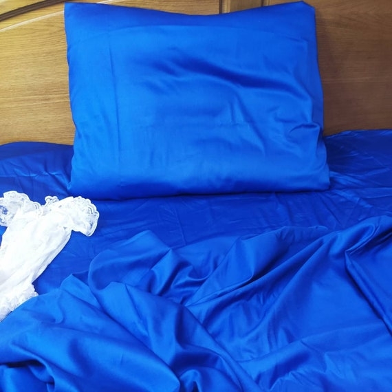 Sheet Set Electric Blue Glossy Satin Like Electric Blue Satin Bedding