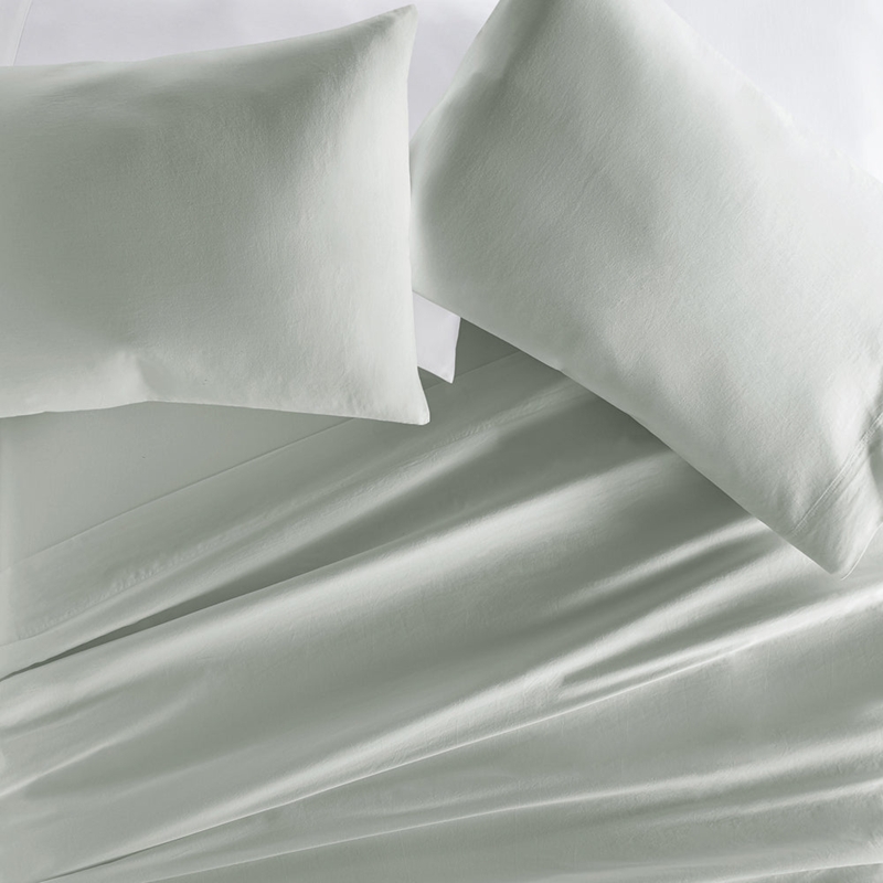 Sheet Set featuring Crisp Tailoring in Serene Mist Grey Cotton