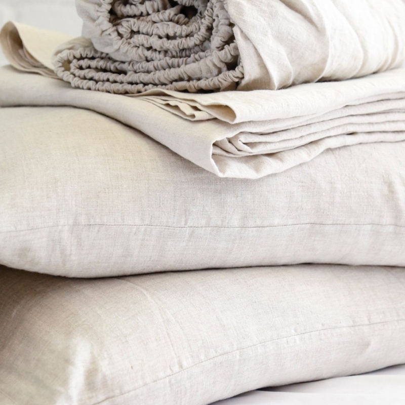Sheet Set Flax Frayed Edges Rumpled Texture Relaxed Bedroom Styling