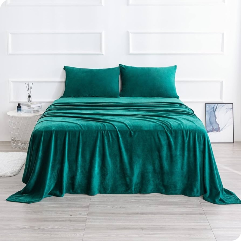 Sheet Set Forest Green Plush Velvet-Like Emerald Sheets