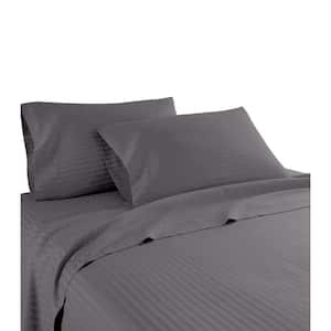 Sheet Set Grey And White Palette Striped Pattern Cotton