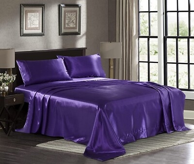 Sheet Set High Sheen Deep Purple Satin Finish Glossy